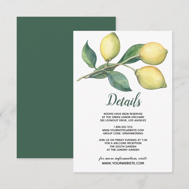 Invitation La Branche du citronnier | Détails des invités de  (Devant / Derrière)