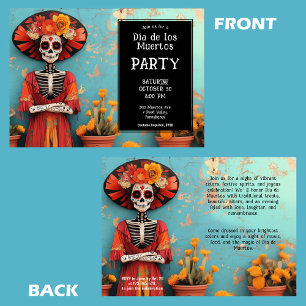 Invitation 💀 La Calavera en casquette avec fleurs