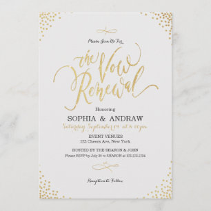 Invitation La calligraphie de l'or glam vintage le renouvelle