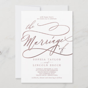 Invitation La Calligraphie D'Or Romantique Du Rose Le Mariage