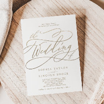 La Calligraphie D'Or Romantique Fleurit Le Mariage