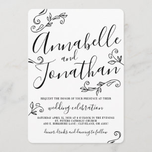 Invitation La calligraphie écrite par main laisse le mariage