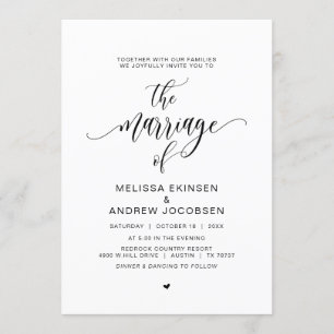 Invitation La calligraphie noire moderne, le mariage
