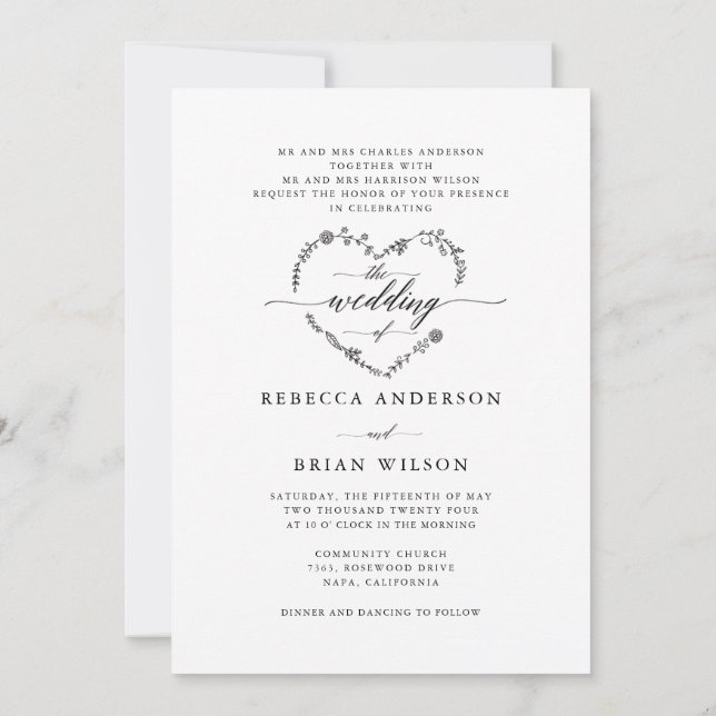 Invitation La calligraphie stylisée Le Mariage du Mariage pho (Dos)