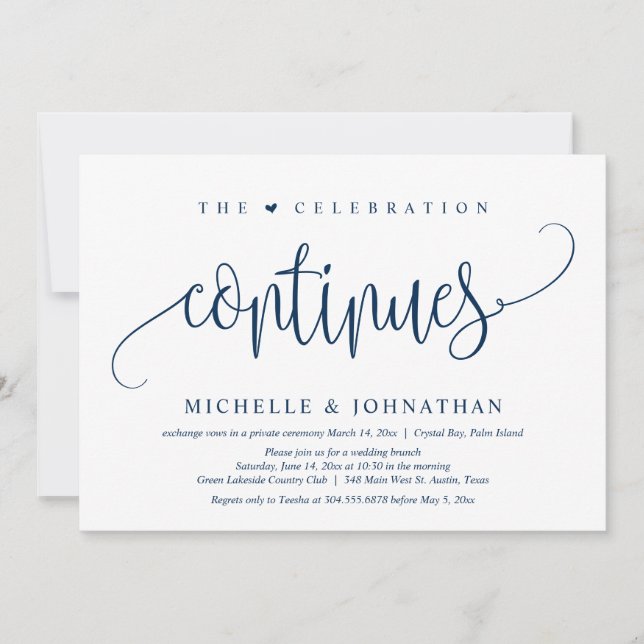 Invitation La Célébration Continue, Mariage Fuite Parti (Devant)