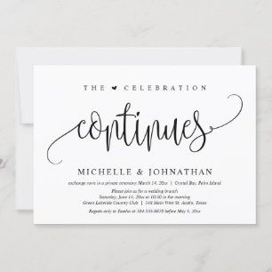 Invitation La Célébration Continue, Mariage Intime Fête