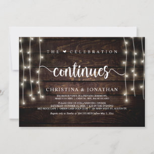 Invitation La célébration continue Mariage Rustique Fuite
