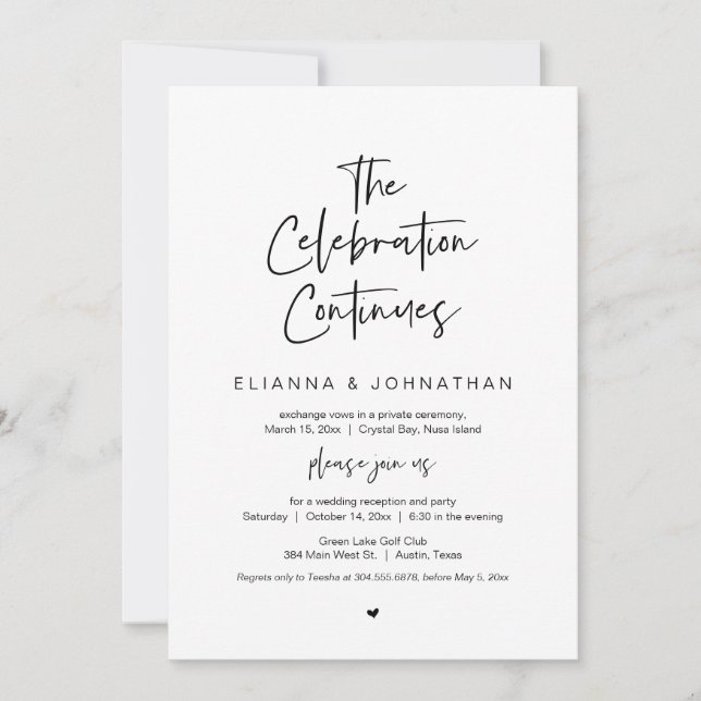 Invitation La célébration continue, Noir, Fugue de mariage (Devant)