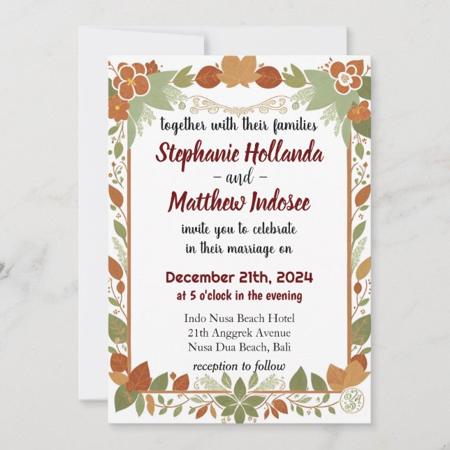 Invitation La célébration mariage est le triomphe de l'amour  (Devant)