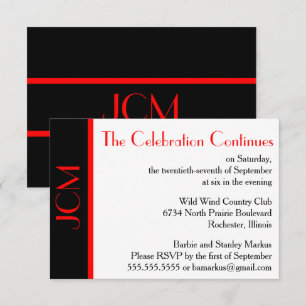 Invitation La célébration rouge du monogramme continue RSVP b
