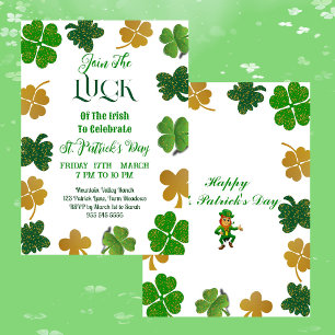 Invitation La chance des Shamrocks Irlandais Jour de la Saint