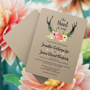 Invitation La chasse à Antler Floral Rustique est au-dessus d