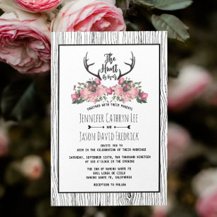 Invitation La chasse au bois de barnwood floral rustique est