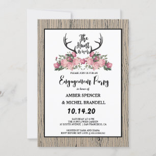 Invitation La chasse au bois de barnwood floral rustique est
