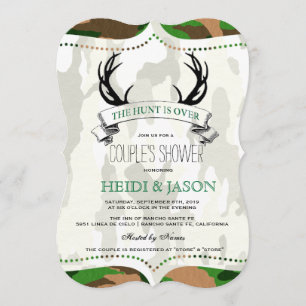 Invitation "La chasse est finie" Douche rustique Camo Couple