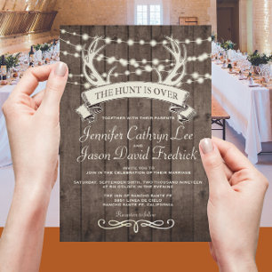 Invitation "La chasse est finie" Rustic Barn Mariage du soir