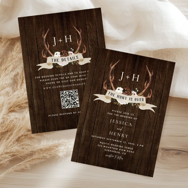 Invitation La chasse est terminée Bois rustique de bois de ce (Créateur téléchargé)