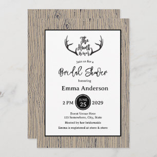 Invitation "La chasse est terminée" Rustic Antler Barnwood Ma