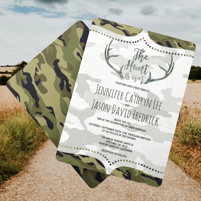 Invitation "La chasse est terminée" Rustique Antler Camo Mari (Créateur téléchargé)