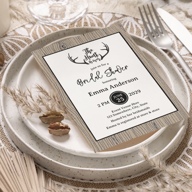 Invitation La chasse est terminée Rustique Bridal Shower bois (Créateur téléchargé)