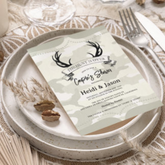Invitation "La chasse est terminée" Rustique Camo Couple's do