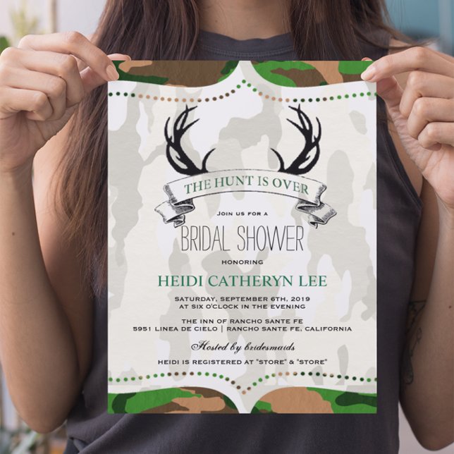 Invitation "La chasse est terminée" Shower de mariage camoufl (Créateur téléchargé)