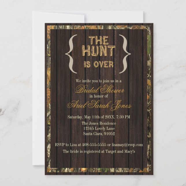 Invitation La Chasse Se Fait Sur Camo Bridal Shower Invitatio (Devant)