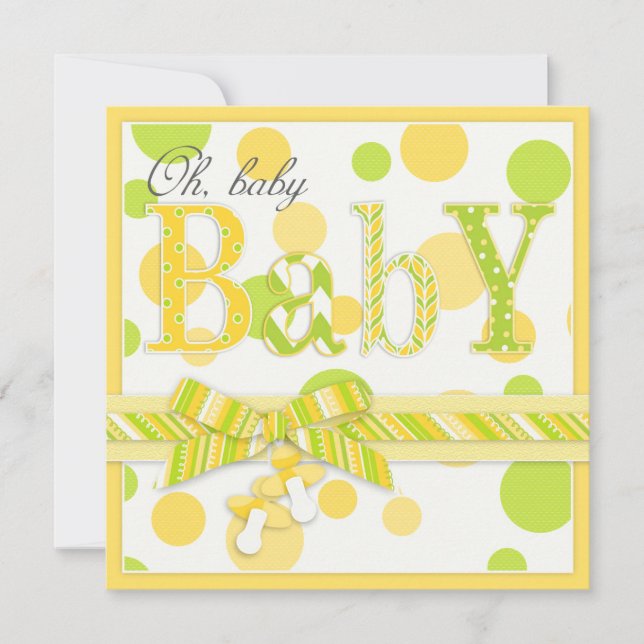 Invitation La chaux de citron pointille le baby shower (Devant)
