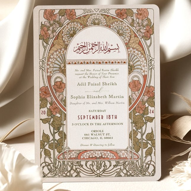 Invitation La chute islamique brûle un Mariage arabe orange (Créateur téléchargé)