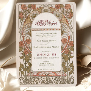 Invitation La chute islamique brûle un Mariage arabe orange