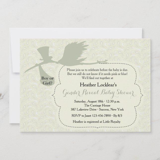 Invitation La cigogne est sur le chemin que le genre (Devant)