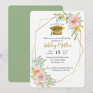 Invitation La classe de 2018 floraux rougissent fête de