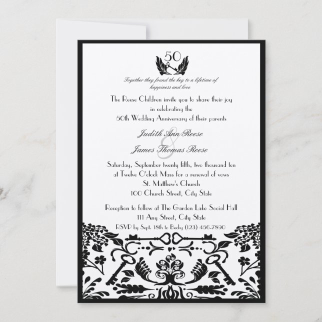 Invitation La clé de mon coeur/ 50e anniversaire (Devant)