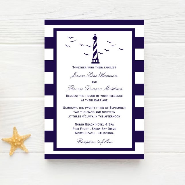 Invitation La collection de mariage du phare nautique (Créateur téléchargé)