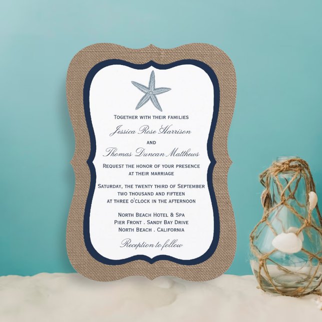 Invitation La collection de mariages de la marine Starfish Bu (Créateur téléchargé)