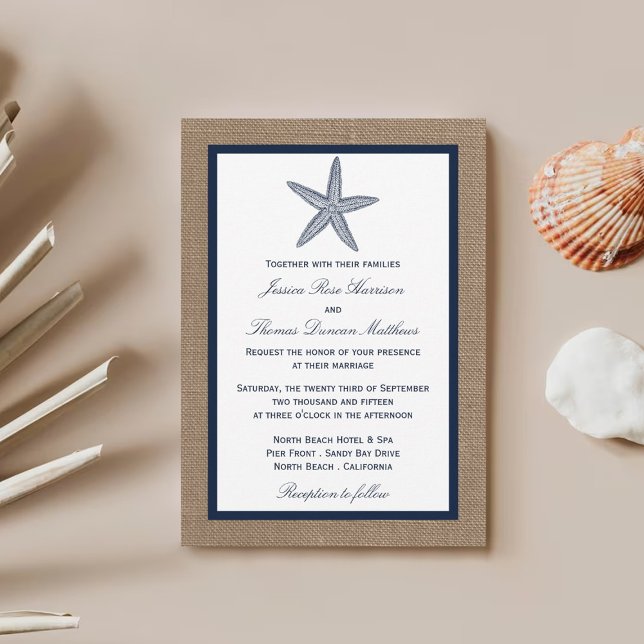 Invitation La collection de mariages de la marine Starfish Bu (Créateur téléchargé)