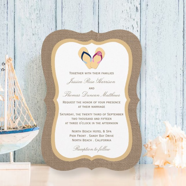 Invitation La collection de Mariages Flip Flop Sand Beach Bur (Créateur téléchargé)