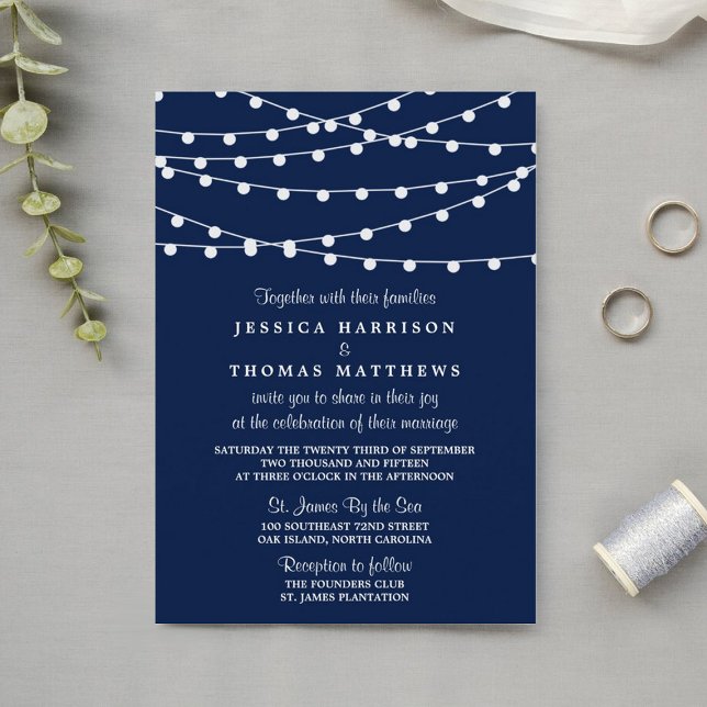 Invitation La Collection Mariage Bleu Marine Lights (Créateur téléchargé)