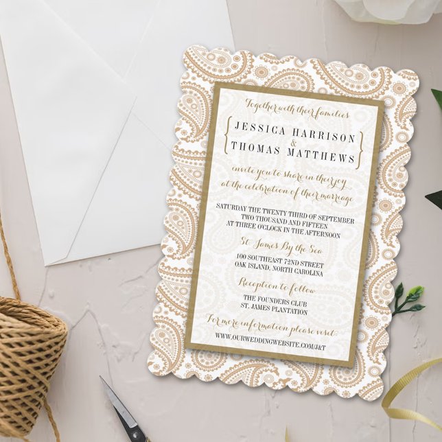 Invitation La collection Mariage moderne de Paisley - Brown (Créateur téléchargé)