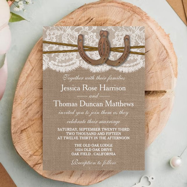 Invitation La collection Rustic Horseshoe Mariage (Créateur téléchargé)