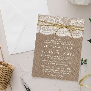 Invitation La collection Rustique de Mariages de Bow Twine