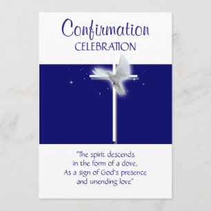 Invitation La colombe de confirmation religieuse bleu