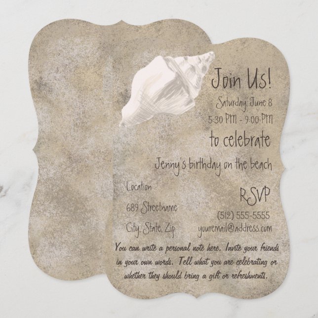 Invitation La conque Shell Party l'invitation (Devant / Derrière)