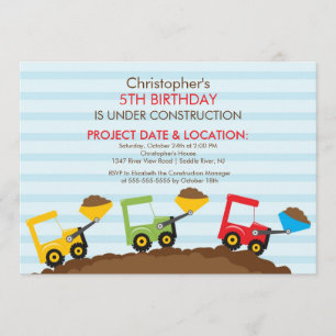 Invitation La construction troque la fête d'anniversaire pour