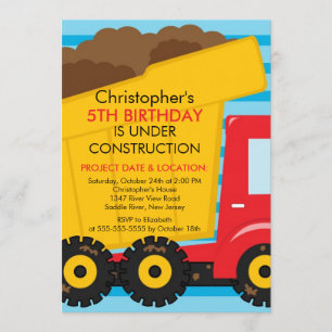 Invitation La construction troque la fête d'anniversaire pour