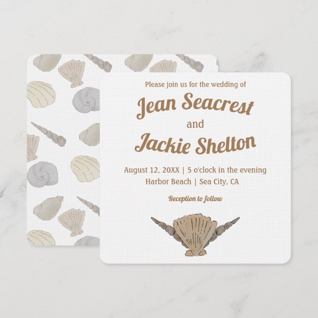 Invitation La côte Mariage balnéaire (Devant / Derrière)