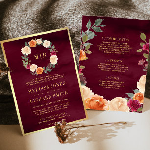 Invitation La couronne de fleurs de terre en un seul Mariage 