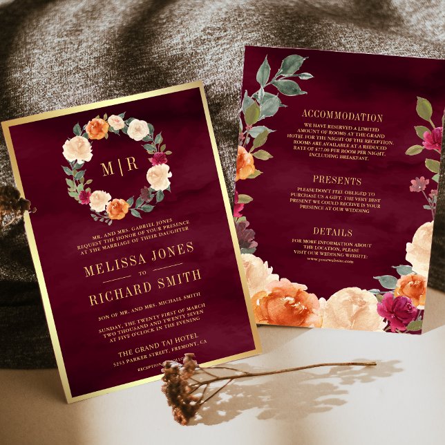 Invitation La couronne de fleurs de terre en un seul Mariage  (Créateur téléchargé)
