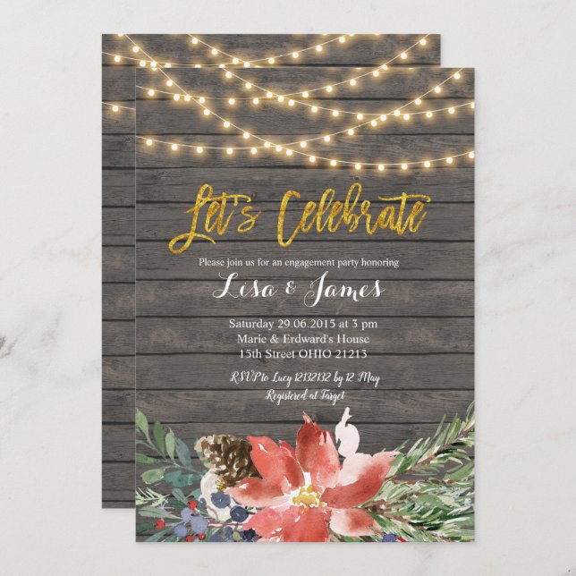 Invitation La couronne d'hiver de Noël célébrons l'invitation (Devant / Derrière)