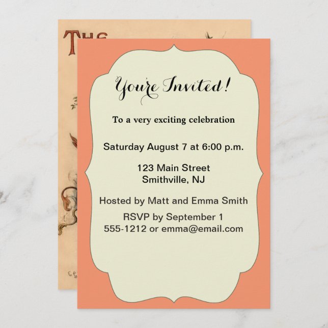 Invitation La couverture Vintage de Nursery Alice 1890 Wonder (Devant / Derrière)